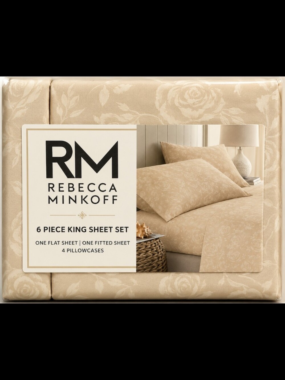 Rebecca Minkoff Beige Floral King Sheet Set